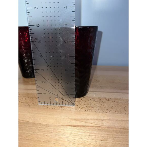 Arcoroc France Glasses Tumblers Ruby Red Vercors Hammered 4 Vtg - Picture 3 of 12